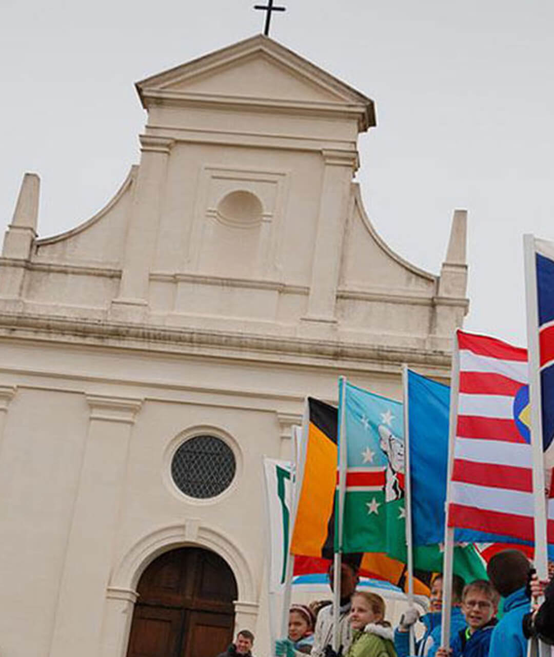 flags and church